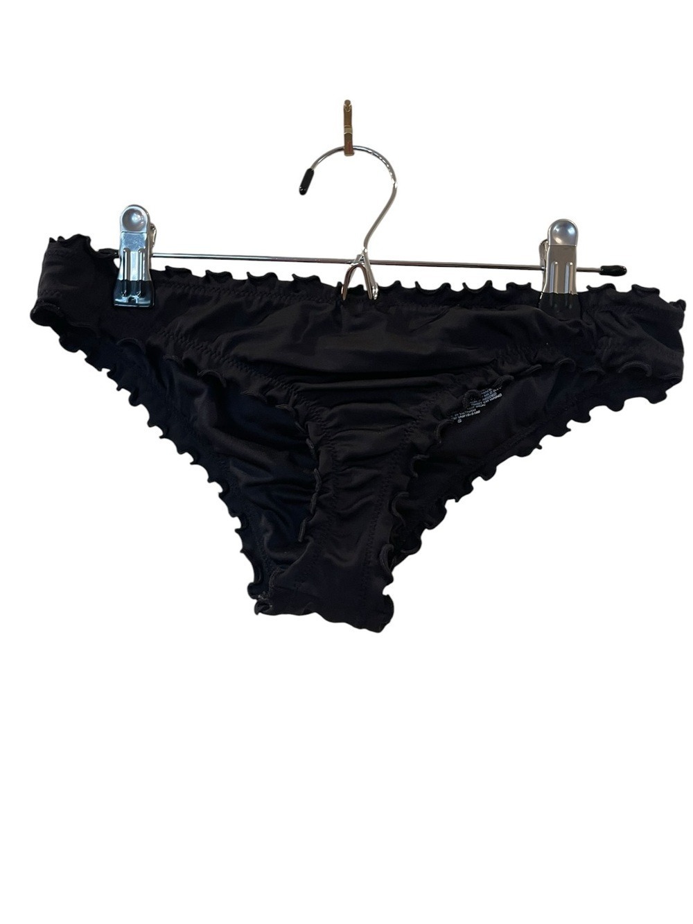 Shade & Shore - Women's Low Rise Ruffle Cheeky Bikini Bottom - Black Small 4-6
